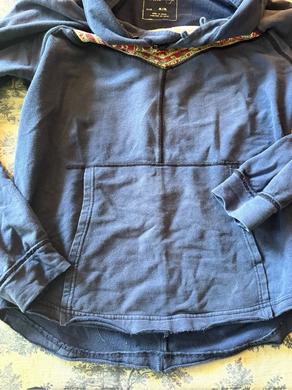 We The Free Navy Hoodie with Cream Trim